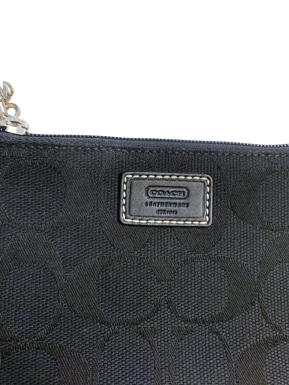 COACH Small Black Signature Canvas Wristlet Wallet Bag Minimal Preppy Classic - Picture 4 of 9